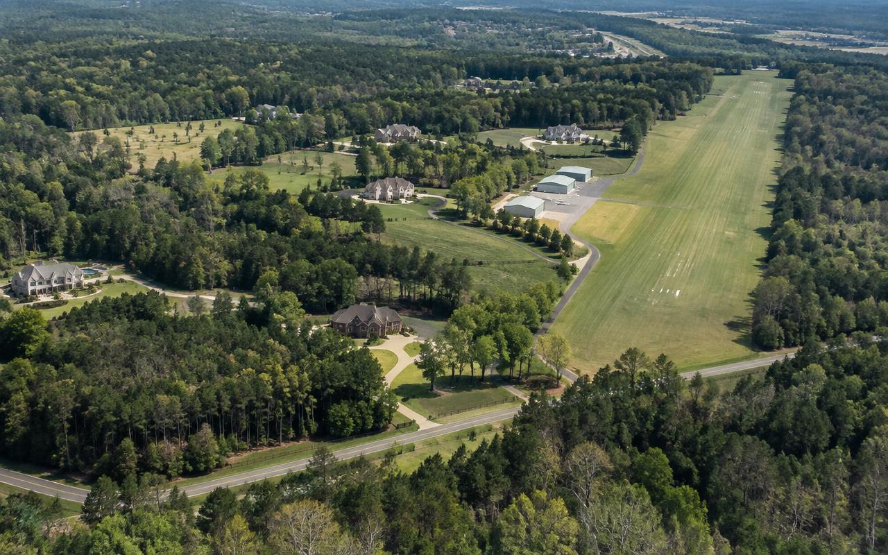 Aerial view of large residential parcels in the Weddington area