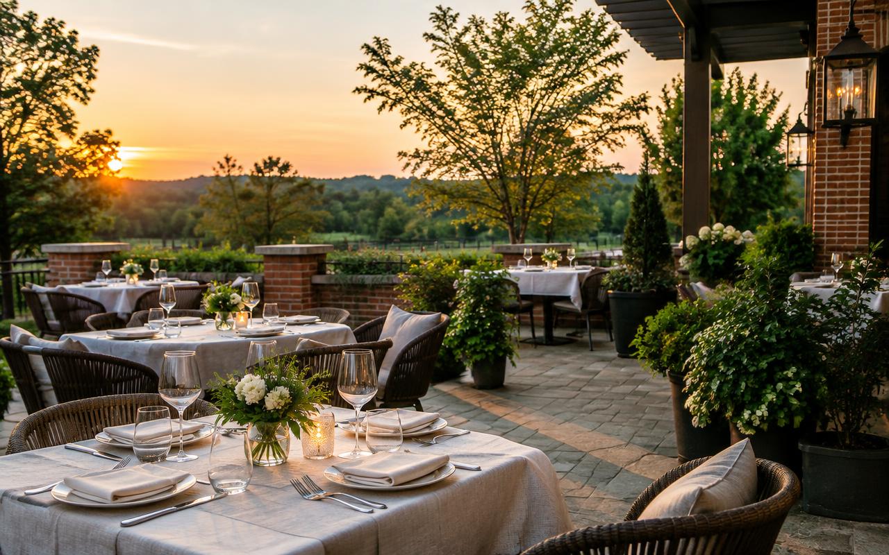 Upscale outdoor dining near Weddington, North Carolina