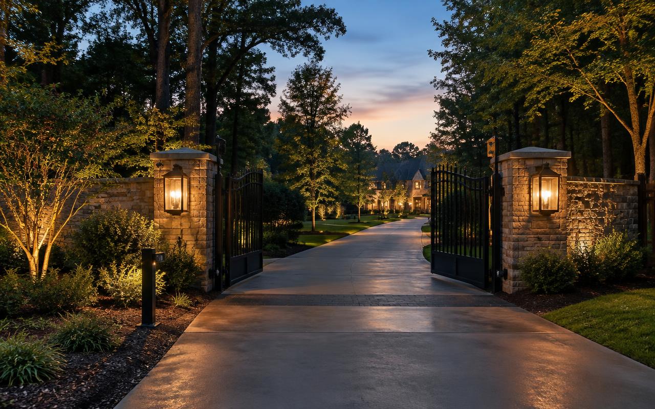 Private estate approach in Weddington, North Carolina